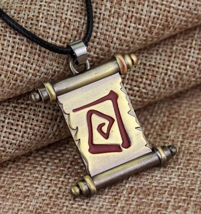 AZ633 Gold Scroll Pendant on Leather Cord Necklace with FREE EARRINGS