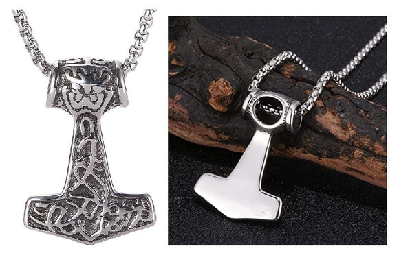 AZ532 Silver Viking Hammer Necklace