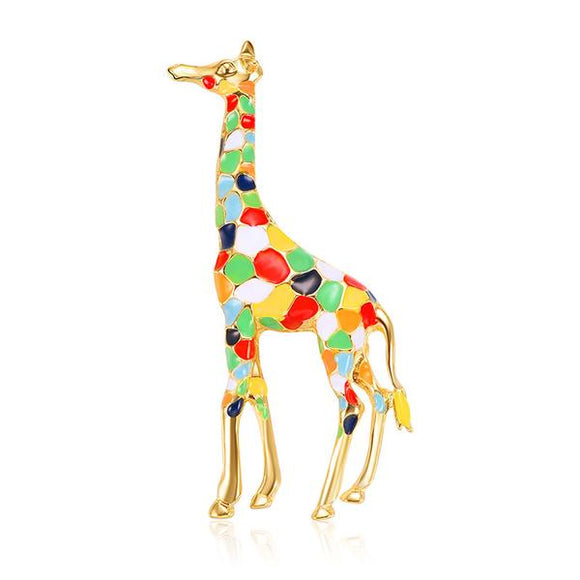F71 Gold Giraffe Colorful Baked Enamel Fashion Pin - Iris Fashion Jewelry