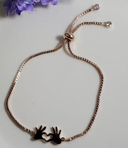 AZ504 Rose Gold Heart Hands Adjustable Bracelet