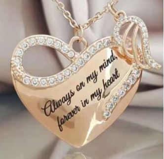 N1996 Rose Gold Heart Always on my Mind Forever in my Heart Necklace with FREE Earrings - Iris Fashion Jewelry