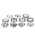 RS80 Silver Color 11 pc. Ring Set - Iris Fashion Jewelry