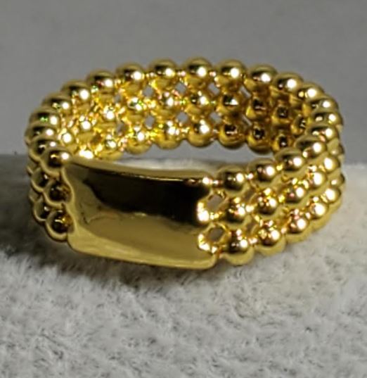 R512 Gold Textured Band Ring - Iris Fashion Jewelry