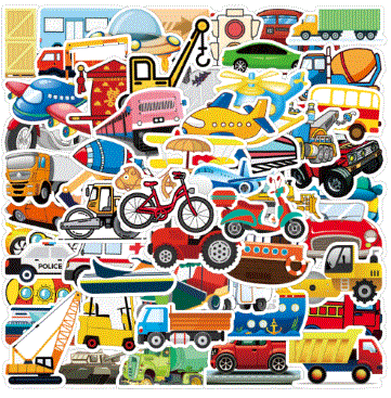 ST12 Planes, Trains & Automobiles Collection. 20 Pieces Assorted Transportation Stickers - Iris Fashion Jewelry