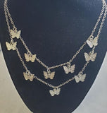 AZ210 Silver Layered Butterfly Necklace with FREE Earrings