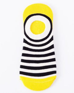 SF1265 Yellow Black & White Stripe Low Cut Socks - Iris Fashion Jewelry