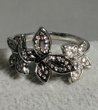 R677 Silver Triple Butterfly Rhinestone Ring - Iris Fashion Jewelry