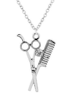 N2170 Silver Hairdresser Scissors Necklace with FREE EARRINGS - Iris Fashion Jewelry