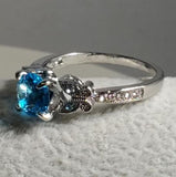 R610 Silver Blue Gem Butterfly Rhinestone Ring - Iris Fashion Jewelry