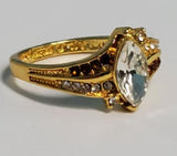 R75 Gold Brown Rhinestones Ring - Iris Fashion Jewelry