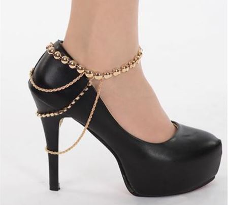 B808 Gold High Heel Ankle Bracelet - Iris Fashion Jewelry