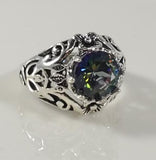 R08 Silver Iridescent Gemstone Ring - Iris Fashion Jewelry