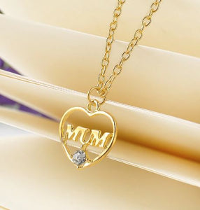 N979 Gold With Crystal Gem Mum Necklace with FREE Earrings - Iris Fashion Jewelry