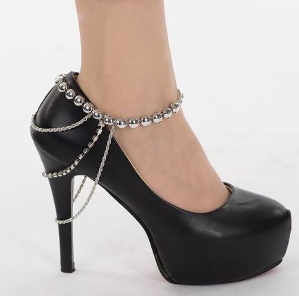 B809 Silver High Heel Ankle Bracelet - Iris Fashion Jewelry