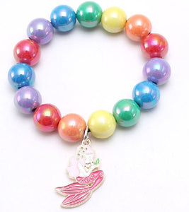 L414 Multi Color Pearlized Beads Mermaid Charm Bracelet - Iris Fashion Jewelry