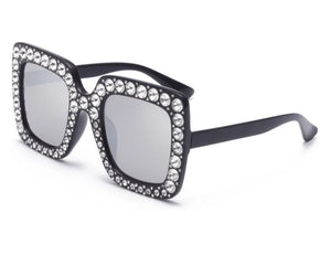 S325 Black Silver Mirror Lens Glitter Dots Fashion Sunglasses - Iris Fashion Jewelry