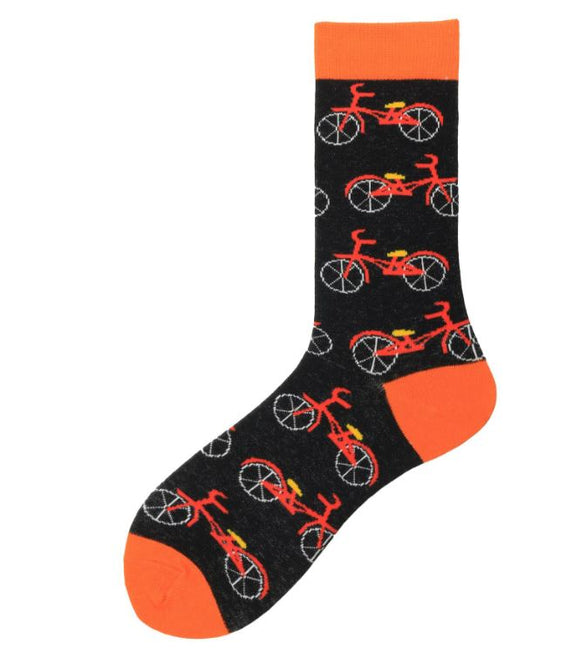 SF592 Black Bright Orange Red Bicycle Socks - Iris Fashion Jewelry