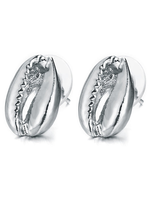 E396 Silver Shell Earrings - Iris Fashion Jewelry