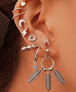 E1046 Silver Earring Set 10 Piece - Iris Fashion Jewelry