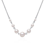 N1342 Silver Chain Multi Pearl Necklace with FREE Earrings - Iris Fashion Jewelry