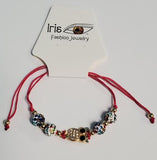 B771 Gemstone Owl Pink Cord Bracelet - Iris Fashion Jewelry