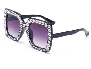 S326 Black Purple Tint Lens Glitter Dots Fashion Sunglasses - Iris Fashion Jewelry