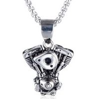 N297 Silver Motorcycle Engine Pendant Necklace - Iris Fashion Jewelry