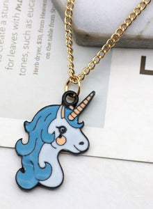 L107 Blue Hair Unicorn Necklace with FREE Earrings - Iris Fashion Jewelry