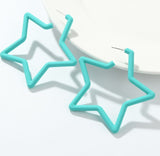 E1843 Mint Green Star Hoop Earrings - Iris Fashion Jewelry