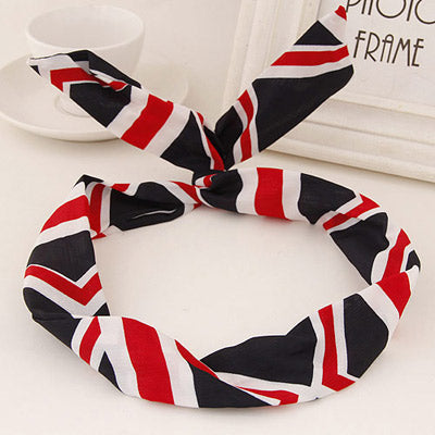H95 Black-White-Red Pattern Wire & Cloth Hair Band - Iris Fashion Jewelry
