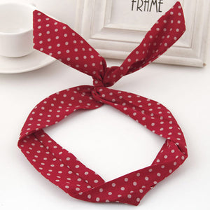 H102 Red with Yellow Dots Pattern Wire & Cloth Hair Band - Iris Fashion Jewelry
