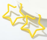 E1842 Yellow Star Hoop Earrings - Iris Fashion Jewelry