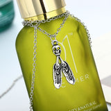 N741 Silver Skull with Feathers Necklace with FREE Earrings - Iris Fashion Jewelry