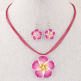 L40 Hot Pink Flower Necklace & Earring Set - Iris Fashion Jewelry