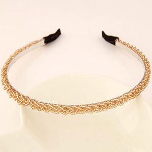 H111 Champagne Beaded Hairband - Iris Fashion Jewelry