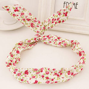 H88 White with Flower Pattern Wire & Cloth Hair Band - Iris Fashion Jewelry