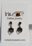 E1445 Gold Gray Cube Earrings - Iris Fashion Jewelry