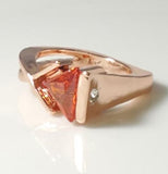 R214 Rose Gold Orange Gemstone Geometric Ring - Iris Fashion Jewelry