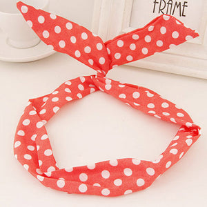 H97 Red with White Dots Pattern Wire & Cloth Hair Band - Iris Fashion Jewelry