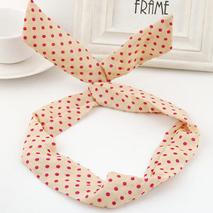 H99 Peach with Hot Pink Dots Pattern Wire & Cloth Hair Band - Iris Fashion Jewelry