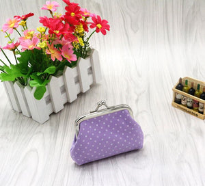 G151 Lavender White Polka Dot Clasp Coin Purse - Iris Fashion Jewelry