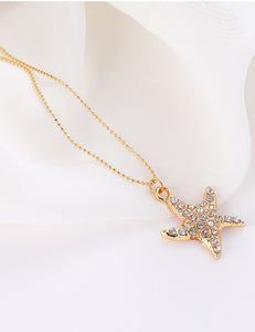 N789 Gold Diamond Studded Starfish Necklace With FREE Earrings - Iris Fashion Jewelry