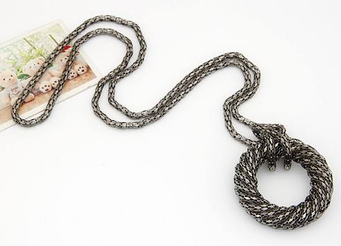 N699 Gun Metal Black Metal Mesh Necklace with FREE Earrings - Iris Fashion Jewelry