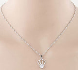 L61 Small Silver Crown Design with Diamond Short Chain Necklace with FREE Earrings - Iris Fashion Jewelry