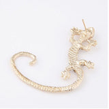 E504 Gold with Diamonds & Moonstone Gecko SINGLE Earring - Iris Fashion Jewelry