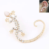 E504 Gold with Diamonds & Moonstone Gecko SINGLE Earring - Iris Fashion Jewelry