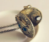 N343 Bronze Owl Locket Necklace with FREE Earrings - Iris Fashion Jewelry