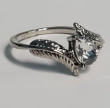 R475 Silver Feather Teardrop Gemstone Ring - Iris Fashion Jewelry