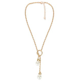 N234 Gold Twisted Chain with Pearls Necklace with FREE Earrings - Iris Fashion Jewelry