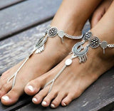 B362 Silver Tassel Design Ankle Bracelet - Iris Fashion Jewelry